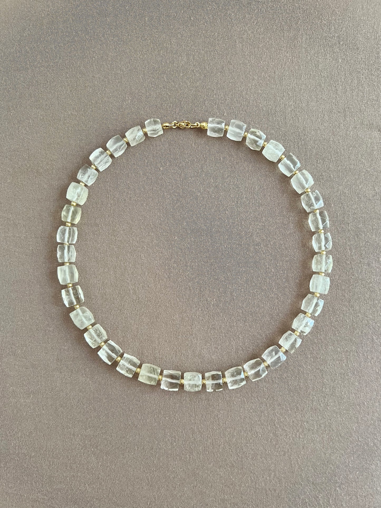 Lemon Quartz Cube Necklace