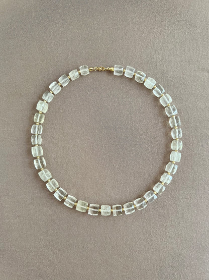 Lemon Quartz Cube Necklace