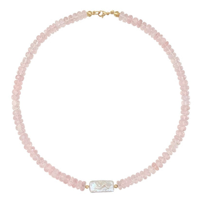 Rose Quartz Keshi Necklace