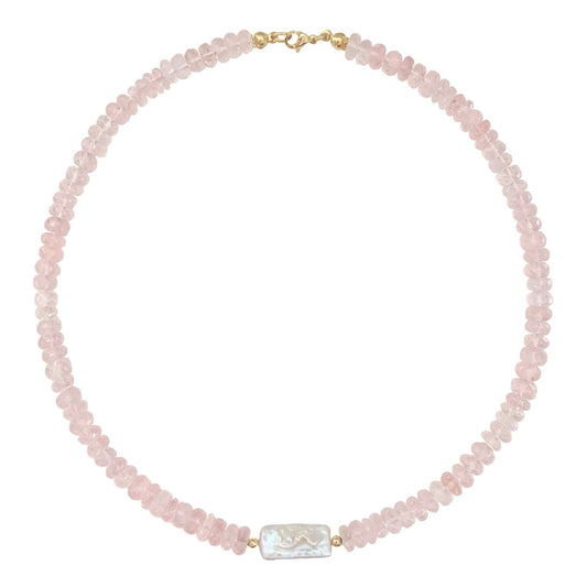 Rose Quartz Keshi Necklace