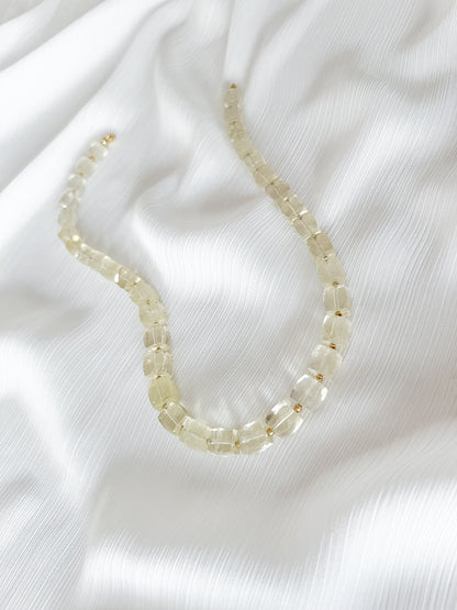 Lemon Quartz Cube Necklace