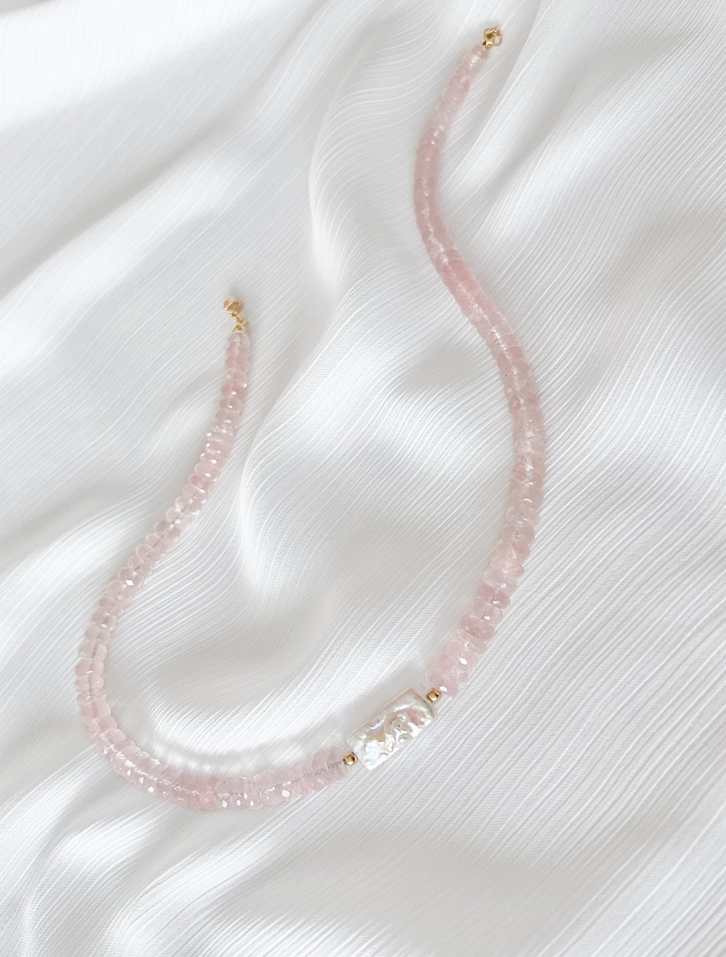 Rose Quartz Keshi Necklace