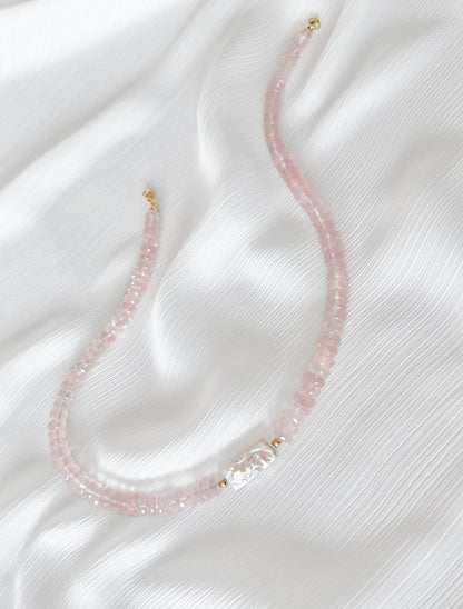 Rose Quartz Keshi Necklace