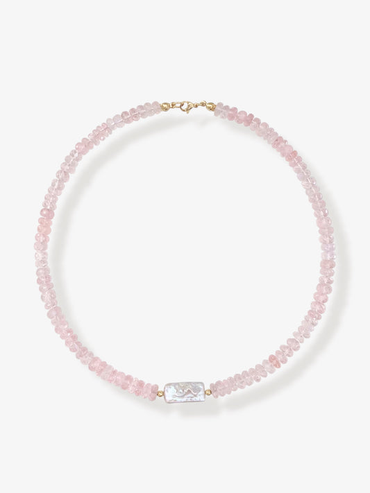Rose Quartz Keshi Necklace